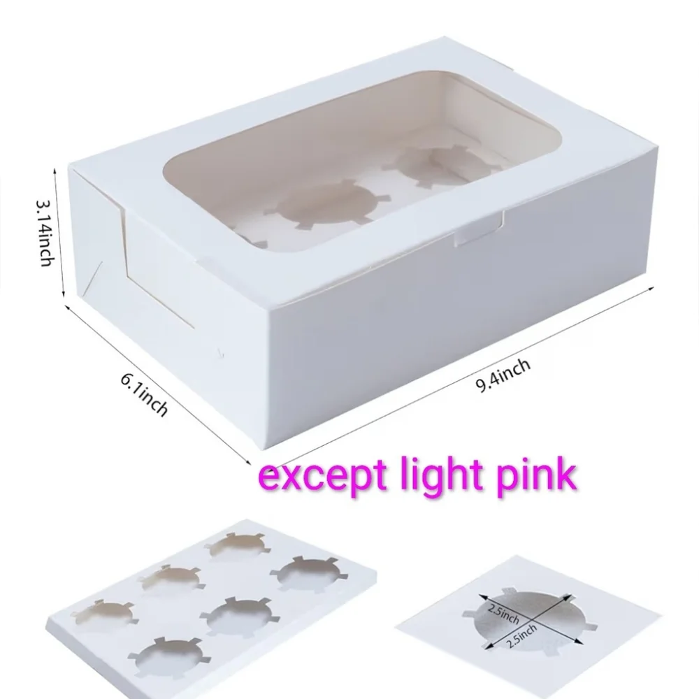 6 Pcs Cupcake Boxes- Light Pink